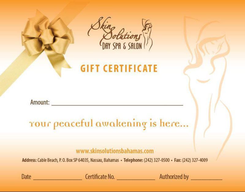 front of gift certificate